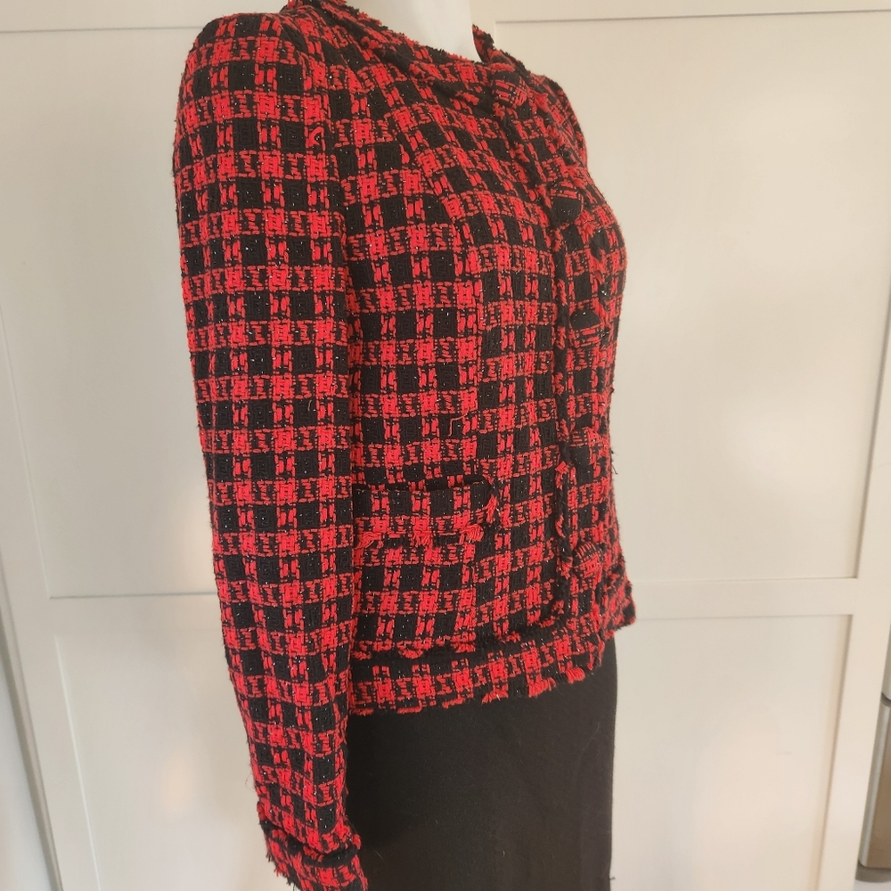 Express Tweed Houndstooth Snap Front Jacket - image 3